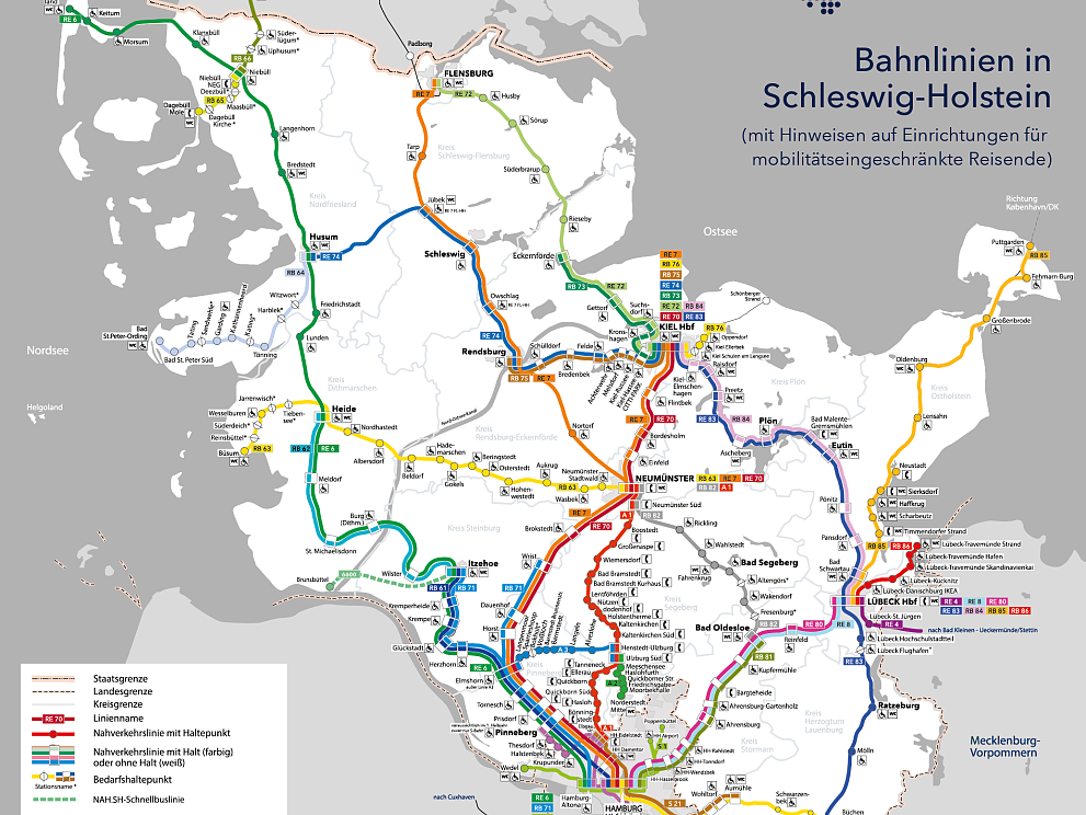 Bahnlinienplan für Schleswig-Holstein | NAH.SH